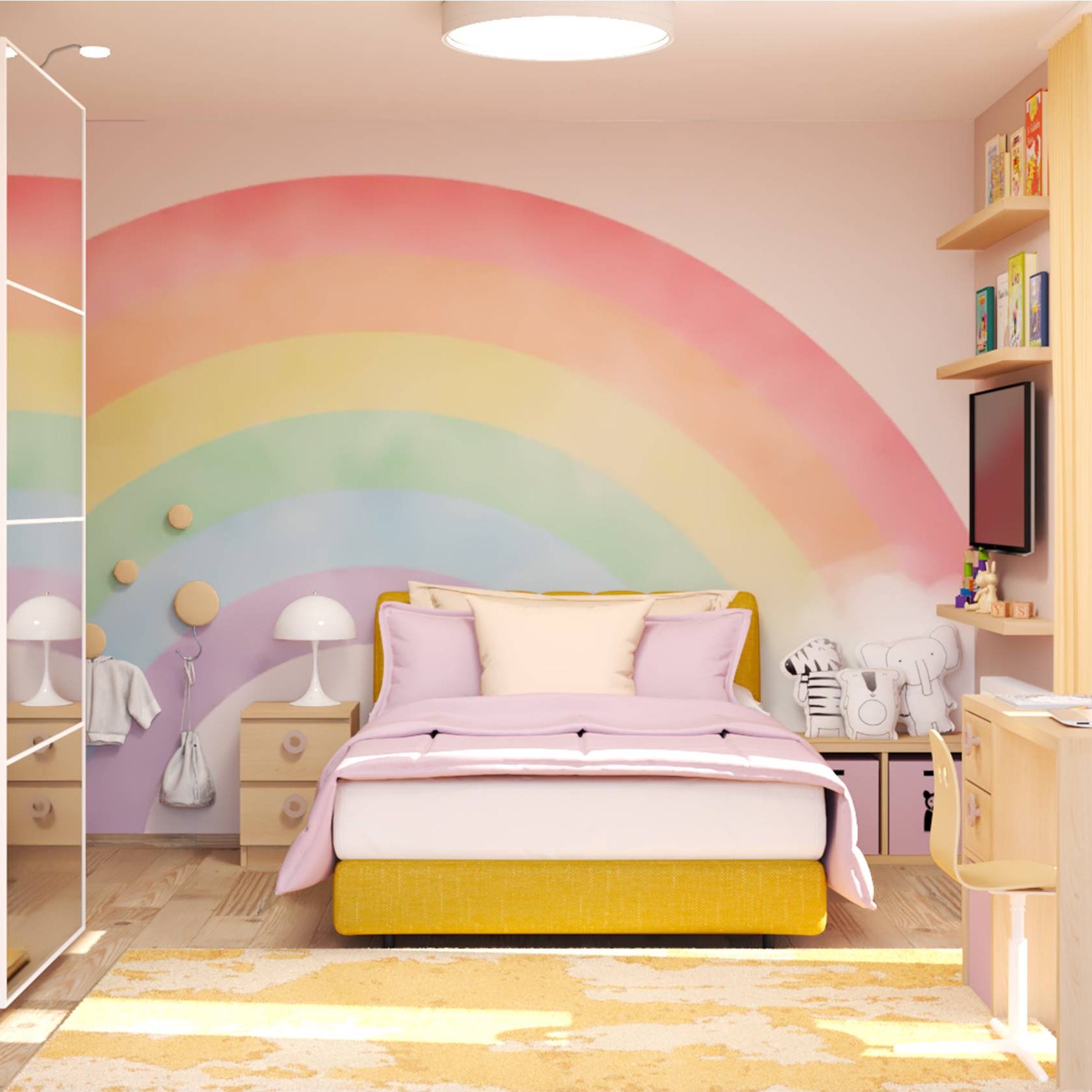 tapeta dúhy v detskej izbe