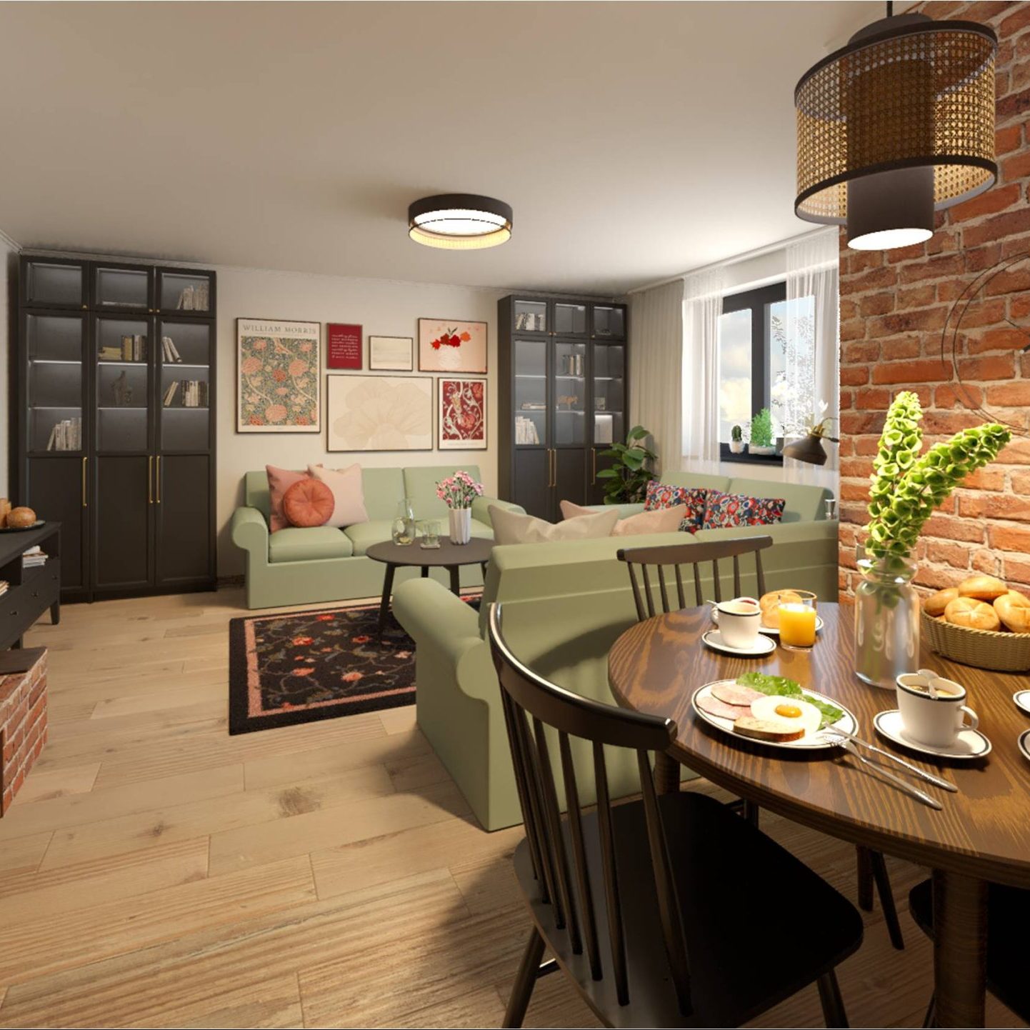 tehlový obklad v obývačke