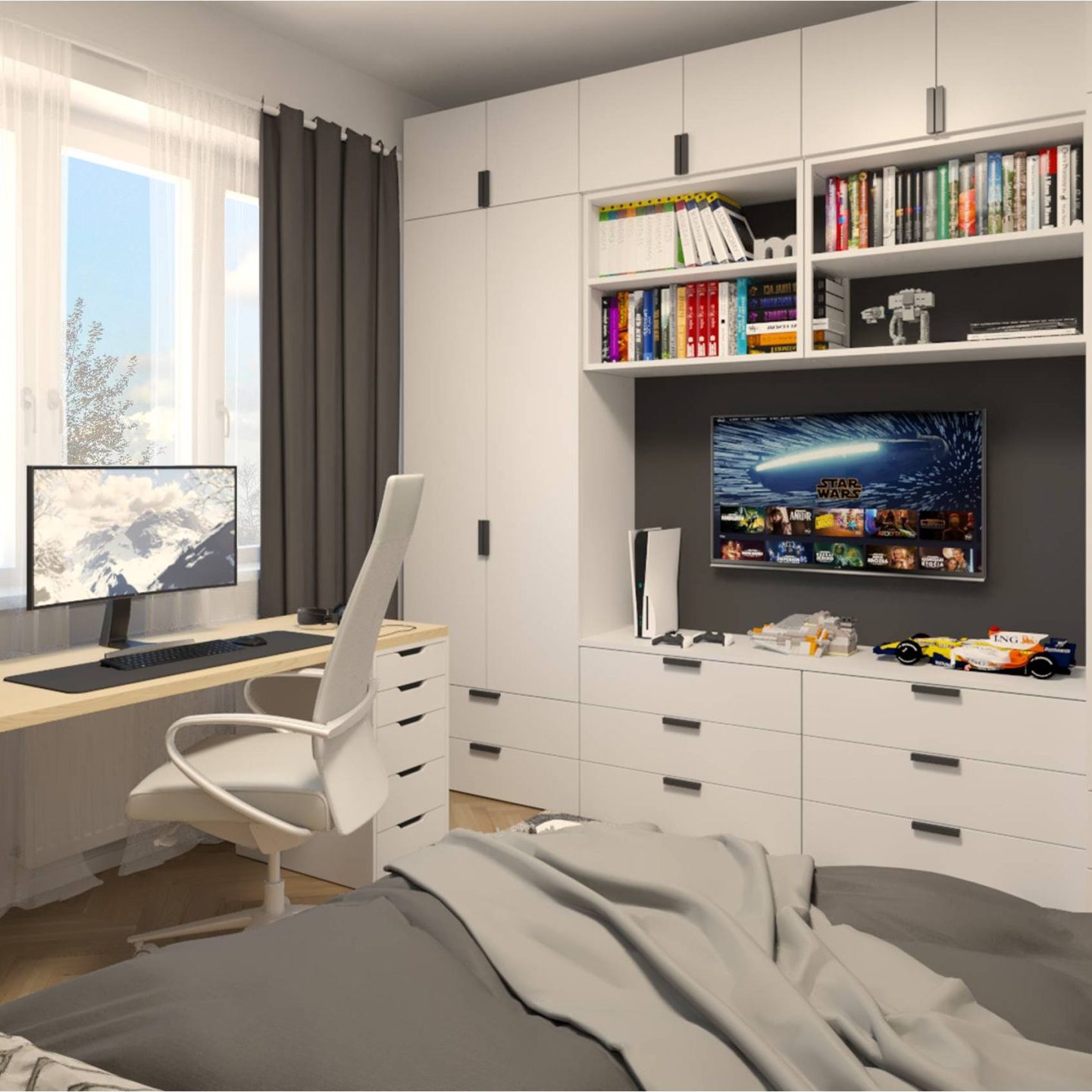 Herný kútik s IKEA PLATSA a hernou konzolou pre dokonalý oddych