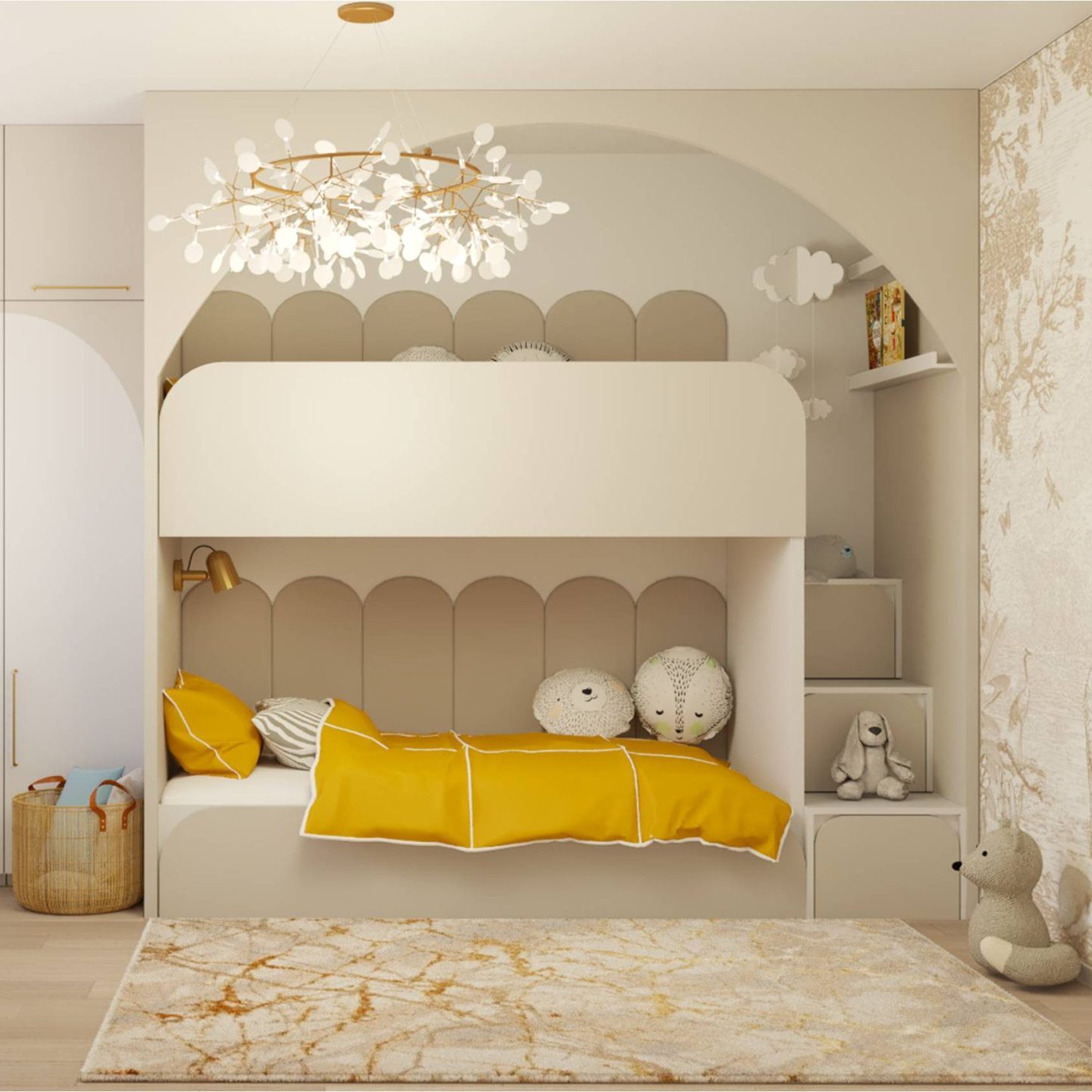 poschodová posteľ so schodíkmi